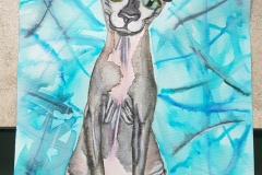 ''Sphynx Cat'' , 29.8 x 23.9 cm, thick 300g watercolor paper, brush pens. Another animal! I do not even call it series anymore as the will be countless painting with animals! PRICE: 120 euro + shipping